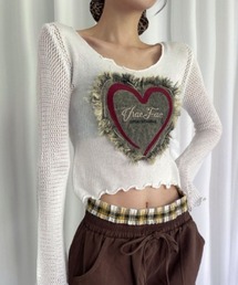 DEVICE（デバイス）の「フロントダメージ ハートロゴワッペン 長袖Tシャツ ロンT（Tシャツ/カットソー）」