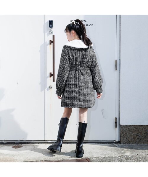 セール】エコファー衿付きガーリーコート（チェスターコート