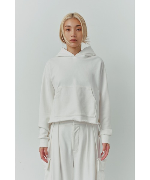 ALEXIA STAM（アリシアスタン）の「Distressed Cropped Hoodie /クロップドダメージフーディー（スウェット・レディース・ヘザーグレー/ホワイト/ネイビー・FREE）」の7枚目の写真