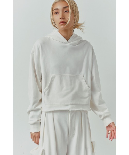 ALEXIA STAM（アリシアスタン）の「Distressed Cropped Hoodie /クロップドダメージフーディー（スウェット・レディース・ヘザーグレー/ホワイト/ネイビー・FREE）」の8枚目の写真