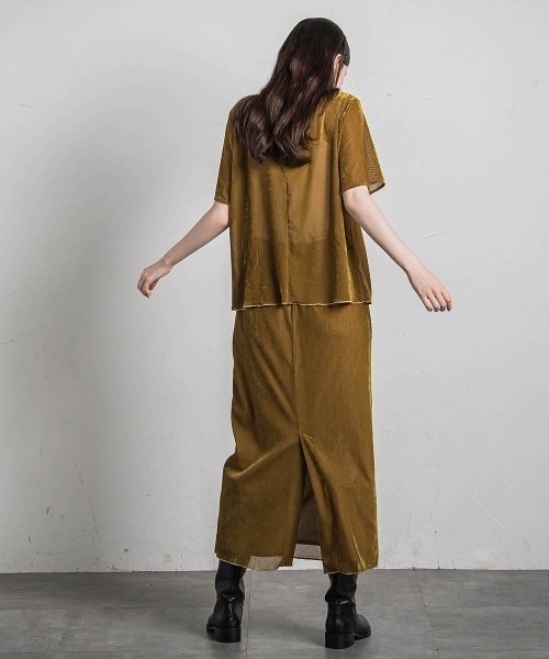 MAYSON GREY(メイソングレイ)の「ラメラインシアーベロアTシャツ≪手洗い可能≫(Tシャツ/カットソー・レディース・イエロー・M)」の11枚目の写真