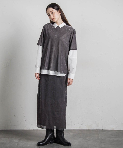 MAYSON GREY(メイソングレイ)の「ラメラインシアーベロアTシャツ≪手洗い可能≫(Tシャツ/カットソー・レディース・イエロー・M)」の17枚目の写真