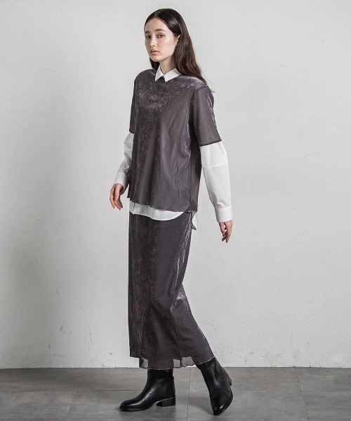 MAYSON GREY(メイソングレイ)の「ラメラインシアーベロアTシャツ≪手洗い可能≫(Tシャツ/カットソー・レディース・イエロー・M)」の18枚目の写真