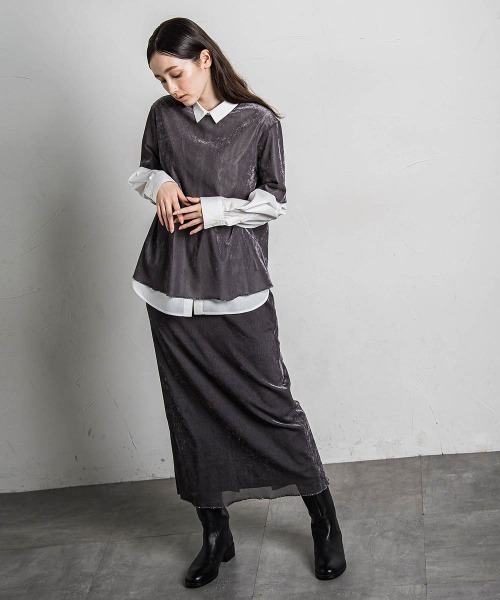 MAYSON GREY(メイソングレイ)の「ラメラインシアーベロアTシャツ≪手洗い可能≫(Tシャツ/カットソー・レディース・イエロー・M)」の19枚目の写真