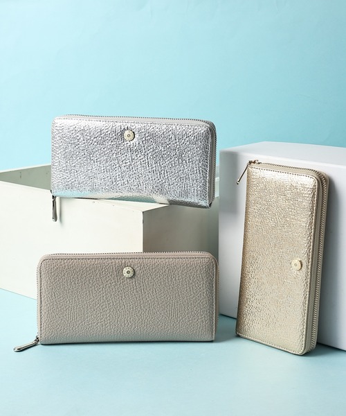 MERCURYDUO（マーキュリーデュオ）の「【MERCURYDUO/マーキュリーデュオ】メタリッククラック調型押し　ラウンド長財布（財布・レディース・シルバー/ブラック/グレイッシュベージュ/ゴールド/ピンク・FREE）」の6枚目の写真