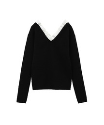 CROPPED V NECK KNIT TOPS CLANE サイズ2 89038538b_b_01_215.jpg