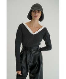 CLANE（クラネ）の「CLANE/クラネ/2WAY FRILL V NECK KNIT TOPS
