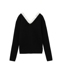 クラネ CLANE 2WAY FRILL V NECK KNIT TOPS クラネ CLANE 2WAY FRILL V NECK KNIT TOPS （BLACK