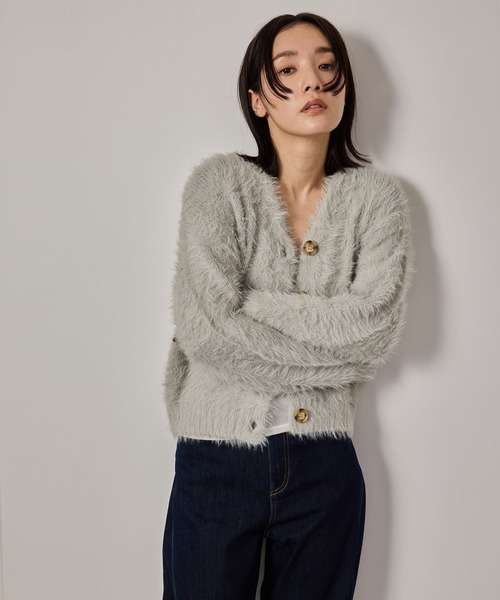 NERGY（ナージー）の「シャギーニットカーディガン（カーディガン/ボレロ・レディース・ライトグレー/キナリ/チャコールグレー・FREE）」の3枚目の写真