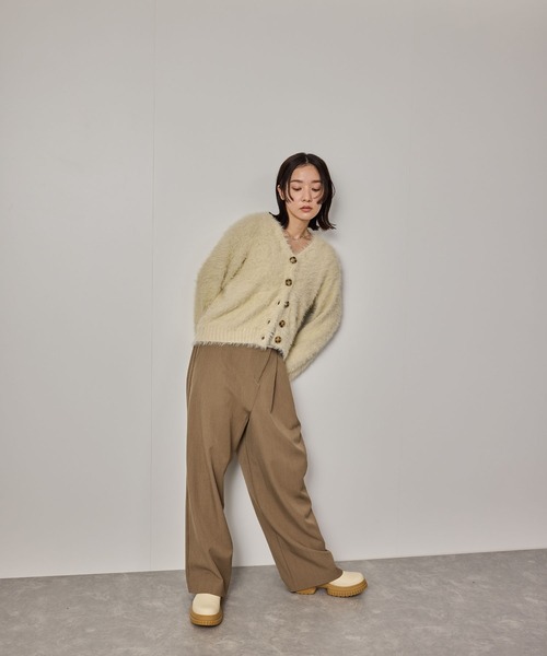 NERGY（ナージー）の「シャギーニットカーディガン（カーディガン/ボレロ・レディース・ライトグレー/キナリ/チャコールグレー・FREE）」の4枚目の写真