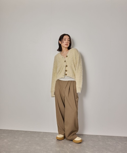 NERGY（ナージー）の「シャギーニットカーディガン（カーディガン/ボレロ・レディース・ライトグレー/キナリ/チャコールグレー・FREE）」の5枚目の写真