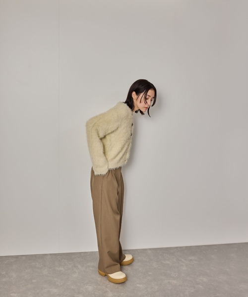 NERGY（ナージー）の「シャギーニットカーディガン（カーディガン/ボレロ・レディース・ライトグレー/キナリ/チャコールグレー・FREE）」の6枚目の写真