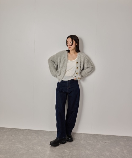 NERGY（ナージー）の「シャギーニットカーディガン（カーディガン/ボレロ・レディース・ライトグレー/キナリ/チャコールグレー・FREE）」の9枚目の写真