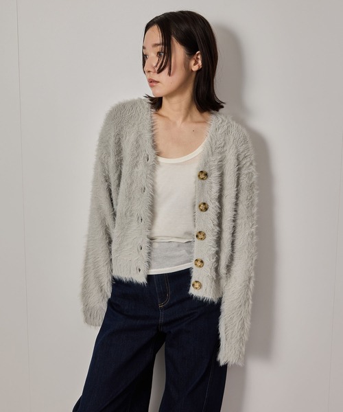 NERGY（ナージー）の「シャギーニットカーディガン（カーディガン/ボレロ・レディース・ライトグレー/キナリ/チャコールグレー・FREE）」の10枚目の写真