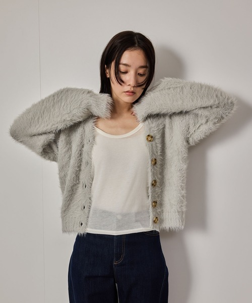 NERGY（ナージー）の「シャギーニットカーディガン（カーディガン/ボレロ・レディース・ライトグレー/キナリ/チャコールグレー・FREE）」の12枚目の写真