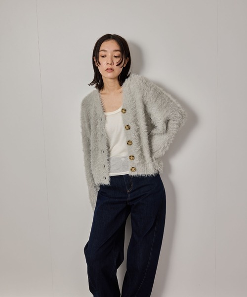 NERGY（ナージー）の「シャギーニットカーディガン（カーディガン/ボレロ・レディース・ライトグレー/キナリ/チャコールグレー・FREE）」の13枚目の写真