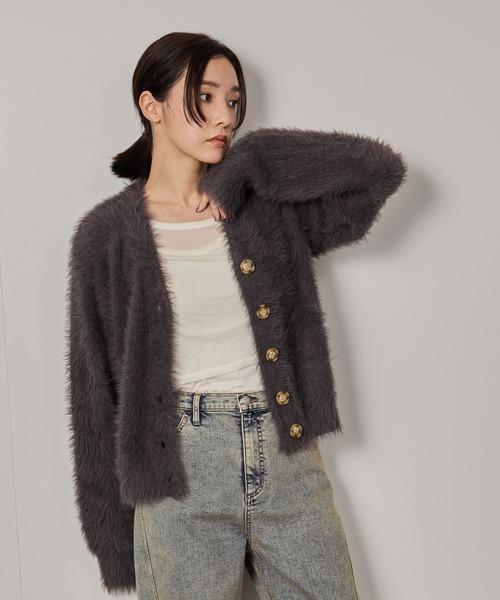 NERGY（ナージー）の「シャギーニットカーディガン（カーディガン/ボレロ・レディース・ライトグレー/キナリ/チャコールグレー・FREE）」の16枚目の写真