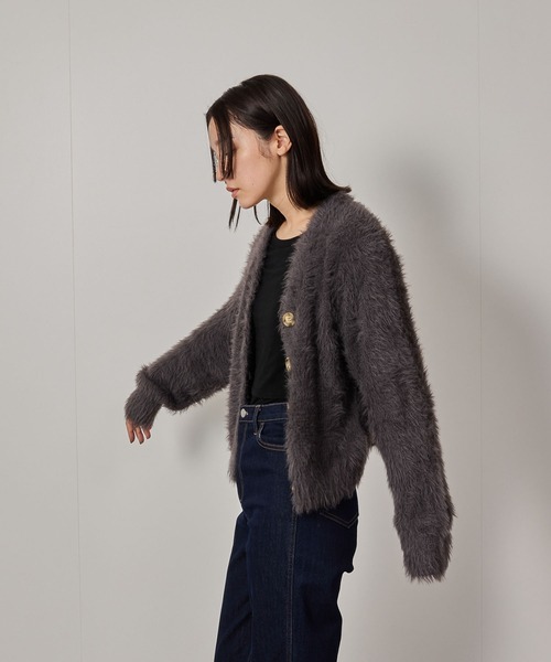 NERGY（ナージー）の「シャギーニットカーディガン（カーディガン/ボレロ・レディース・ライトグレー/キナリ/チャコールグレー・FREE）」の18枚目の写真