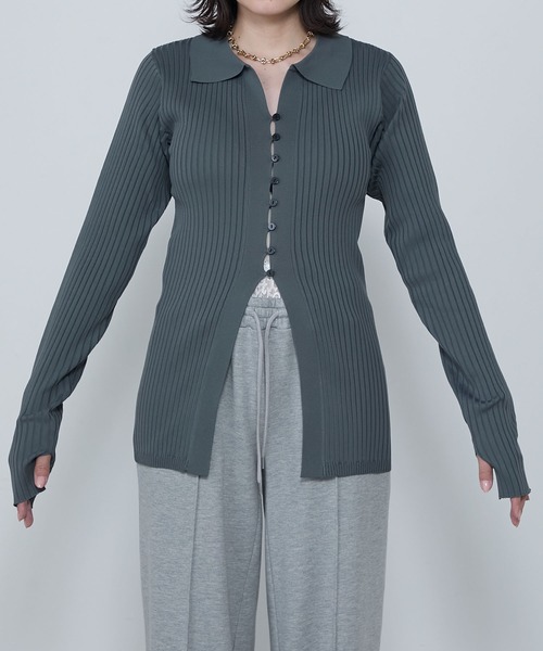 le ELMi（ルエルミ）の「Skipper polo knit slim fit cardigan