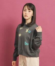 PINK-latte（ピンクラテ）の「落書き風プリント短丈プルオーバー（Tシャツ/カットソー・キッズ）」