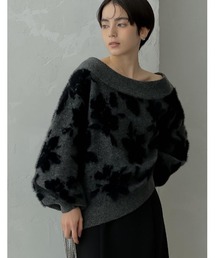 [2024-25 WINTER COLLECTION][MEISM by Re:EDIT]2WAYシャギーフラワージャガードニットトップス