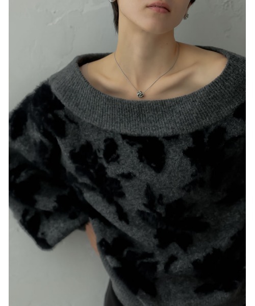 MEISM（ミズム）の「[2024-25 WINTER COLLECTION][MEISM by Re:EDIT]2WAYシャギーフラワージャガードニットトップス（ニット/セーター・レディース・ブラック/グレー・MEDIUM/LARGE）」の7枚目の写真