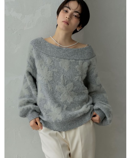 MEISM（ミズム）の「[2024-25 WINTER COLLECTION][MEISM by Re:EDIT]2WAYシャギーフラワージャガードニットトップス（ニット/セーター・レディース・ブラック/グレー・MEDIUM/LARGE）」の9枚目の写真