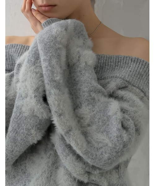 MEISM（ミズム）の「[2024-25 WINTER COLLECTION][MEISM by Re:EDIT]2WAYシャギーフラワージャガードニットトップス（ニット/セーター・レディース・ブラック/グレー・MEDIUM/LARGE）」の16枚目の写真