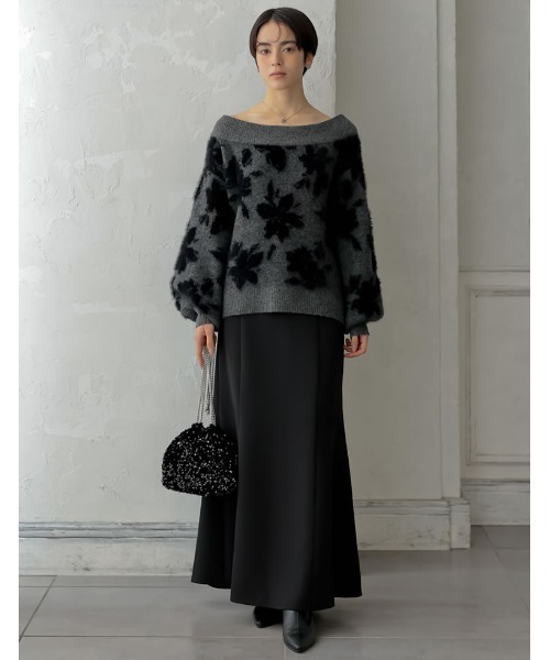 MEISM（ミズム）の「[2024-25 WINTER COLLECTION][MEISM by Re:EDIT]2WAYシャギーフラワージャガードニットトップス（ニット/セーター・レディース・ブラック/グレー・MEDIUM/LARGE）」の4枚目の写真