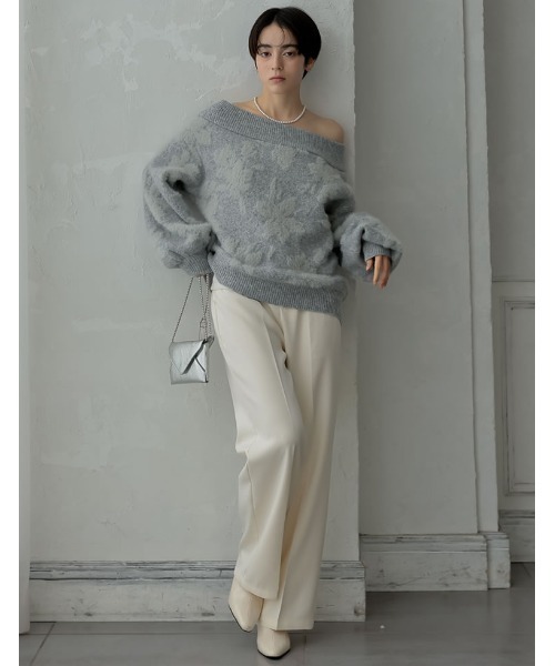 MEISM（ミズム）の「[2024-25 WINTER COLLECTION][MEISM by Re:EDIT]2WAYシャギーフラワージャガードニットトップス（ニット/セーター・レディース・ブラック/グレー・MEDIUM/LARGE）」の10枚目の写真