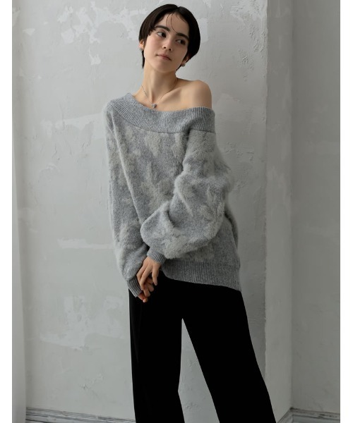 MEISM（ミズム）の「[2024-25 WINTER COLLECTION][MEISM by Re:EDIT]2WAYシャギーフラワージャガードニットトップス（ニット/セーター・レディース・ブラック/グレー・MEDIUM/LARGE）」の15枚目の写真