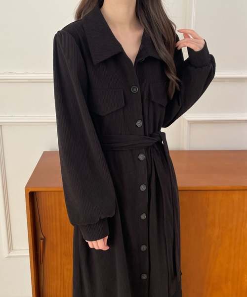 ABITOKYO（アビトーキョー）の「ウエストマークコーデュロイシャツワンピース（ワンピース・レディース・キャメル/モカ/ブラック・M/L/XL）」の17枚目の写真