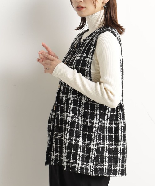 FOUND GOOD（ファウンドグッド）の「ツイードペプラムベスト（ベスト・レディース・グレー系/アイボリー/ブラック・M/L）」の4枚目の写真