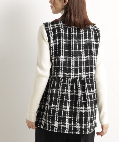 FOUND GOOD（ファウンドグッド）の「ツイードペプラムベスト（ベスト・レディース・グレー系/アイボリー/ブラック・M/L）」の5枚目の写真