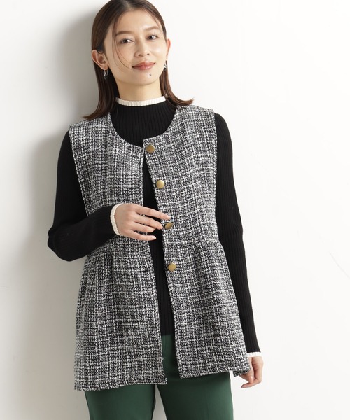 FOUND GOOD（ファウンドグッド）の「ツイードペプラムベスト（ベスト・レディース・グレー系/アイボリー/ブラック・M/L）」の9枚目の写真
