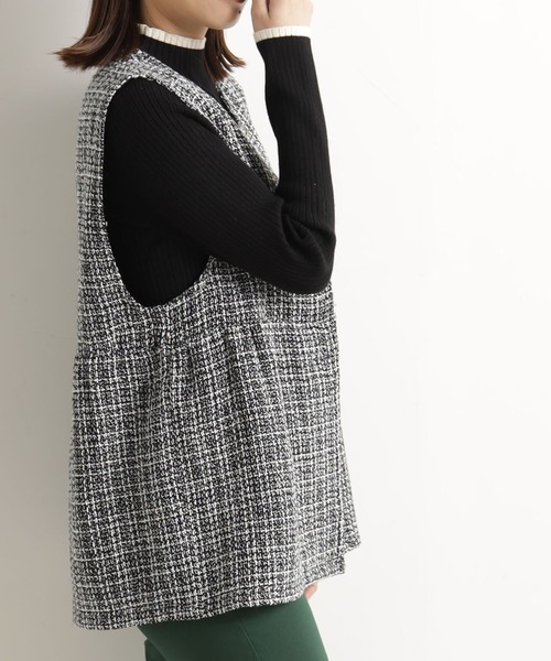 FOUND GOOD（ファウンドグッド）の「ツイードペプラムベスト（ベスト・レディース・グレー系/アイボリー/ブラック・M/L）」の10枚目の写真