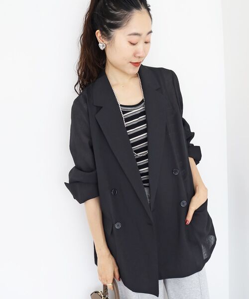 le.coeur blanc（ルクールブラン）の「リネンライクテーラードジャケット（その他トップス・レディース・ベージュ/ネイビー/グレイッシュベージュ/ブラック/カーキブラウン・38）」の2枚目の写真