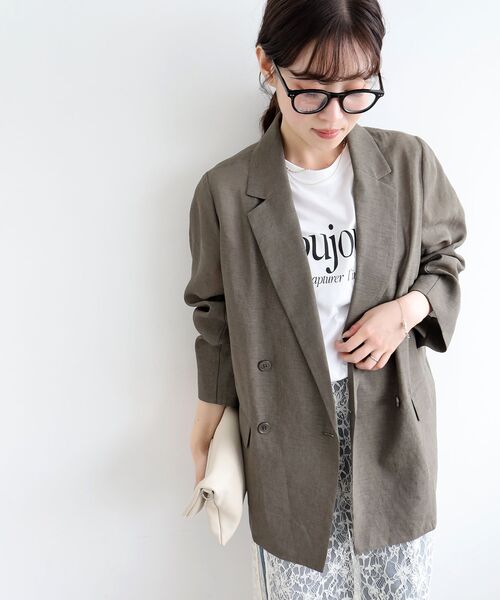 le.coeur blanc（ルクールブラン）の「リネンライクテーラードジャケット（その他トップス・レディース・ベージュ/ネイビー/グレイッシュベージュ/ブラック/カーキブラウン・38）」の3枚目の写真