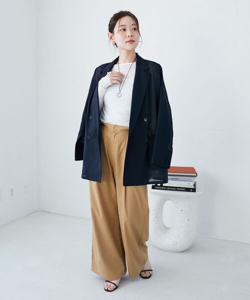 夏の冷房対策にも◎ リネンライクテーラードジャケット　ルクールブラン新品未使用 リネンライクテーラードジャケット/le.coeur blanc(ルクール