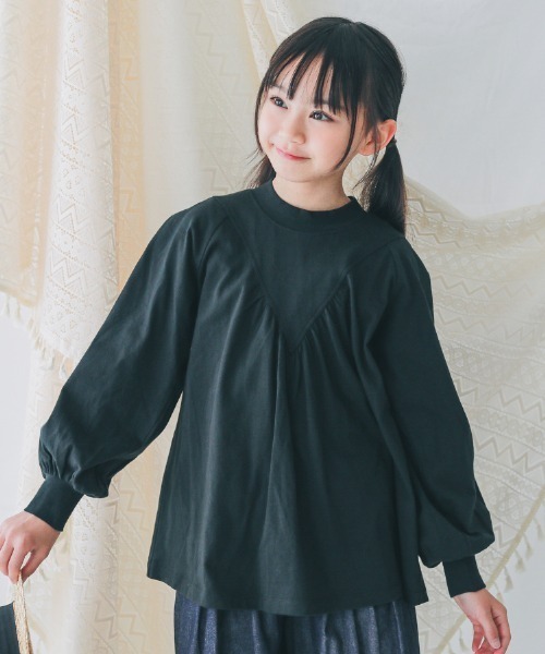 NHT（エヌエイチティー）の「NHT/エヌエイチティー サンカクヨークロングＴシャツ（Tシャツ/カットソー・キッズ・アイボリー/ブラック・120cm/130cm/140cm/150cm/160cm/110cm）」の2枚目の写真