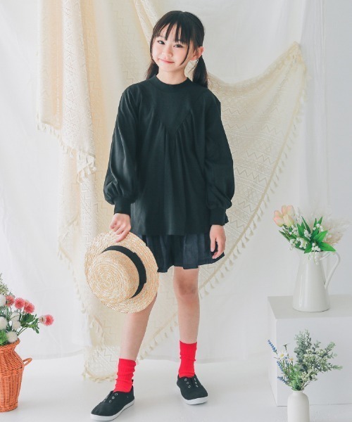 NHT（エヌエイチティー）の「NHT/エヌエイチティー サンカクヨークロングＴシャツ（Tシャツ/カットソー・キッズ・アイボリー/ブラック・120cm/130cm/140cm/150cm/160cm/110cm）」の3枚目の写真
