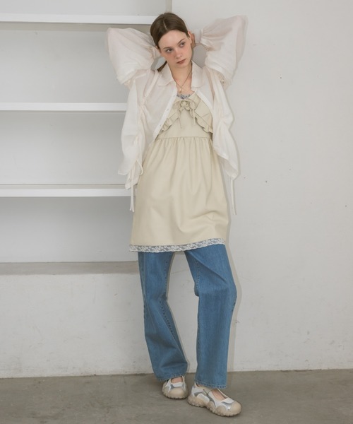 idem(イデム)の「leather frill onepiece/レザーフリルキャミワンピース(ワンピース・レディース・ブラック/ベージュ・FREE)」の19枚目の写真