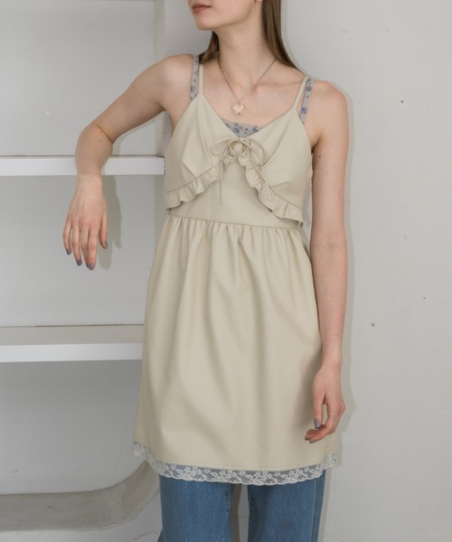 leather frill onepiece – idem
