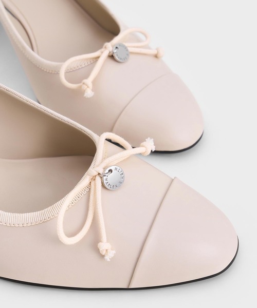 Charles＆Keith　ボウ キャップトゥスリングバックパンプス CHARLES & KEITH ボウ キャップトゥスリングバックパンプス