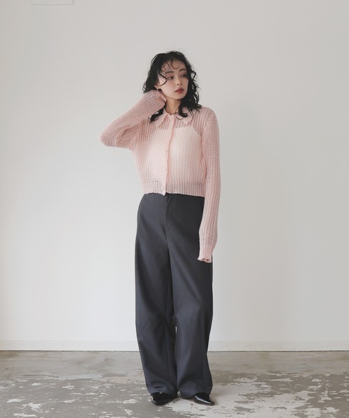 BATONER 　バトナー　透かし編み　ニット　ポロ　カーディガン bn-22sl-007) / BATONER (バトナ―) / SUKASHI POLO CARDIGAN