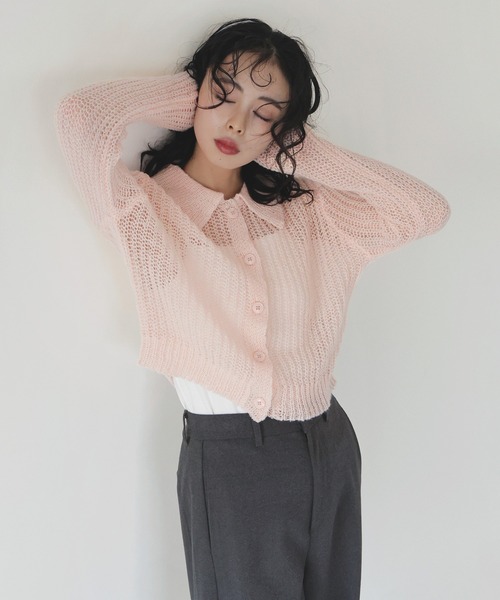 BATONER 　バトナー　透かし編み　ニット　ポロ　カーディガン bn-22sl-007) / BATONER (バトナ―) / SUKASHI POLO CARDIGAN