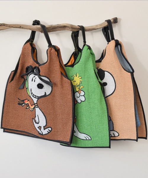 ANITA BILARDI(アニタビラルディ)の「【ANITA BILARDI】スヌーピープリントラフィアバッグ(Q56322)(トートバッグ・レディース・ベージュ/グリーン/ブラウン・ALL)」の2枚目の写真