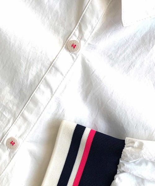 Q（キュー）の「リブドッキングシャツ（シャツ/ブラウス・レディース・ホワイト/ネイビー系/パープル系/ブルー系その他・MEDIUM）」の13枚目の写真