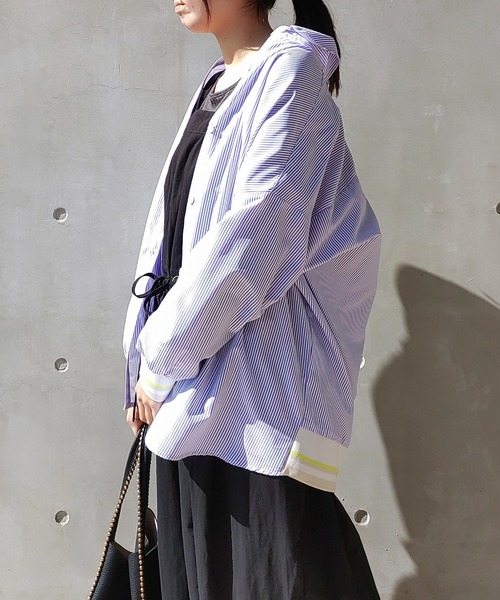 Q（キュー）の「リブドッキングシャツ（シャツ/ブラウス・レディース・ホワイト/ネイビー系/パープル系/ブルー系その他・MEDIUM）」の18枚目の写真