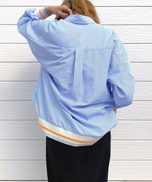 Q（キュー）の「リブドッキングシャツ（シャツ/ブラウス・レディース・ホワイト/ネイビー系/パープル系/ブルー系その他・MEDIUM）」の6枚目の写真